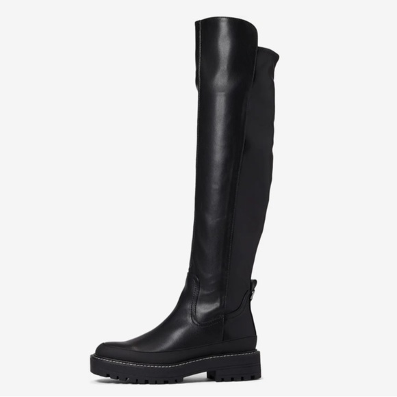 Sam Edelman Shoes - SAM EDELMAN Lerue Womens Faux Leather Lug Sole Over-The-Knee Boots